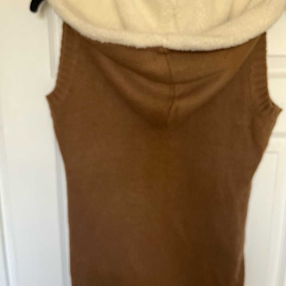 Yoki Tan Knit Toggle Vest with Teddy lined Hood - Picture 3 of 3